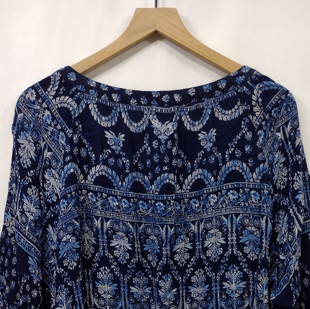 Bila Floral Top Women's XXL Blue Cottagecore Peasant Retro 90s Y2K Casual Comfy - Picture 6 of 8